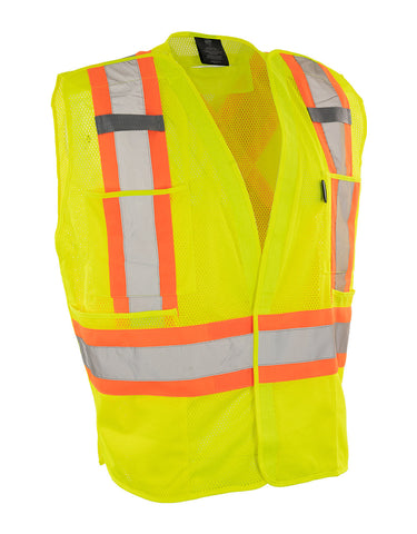 Forcefield FR 5-Point Tear-away Lime Hi Vis Safety Vest 022-TVFR5OR-